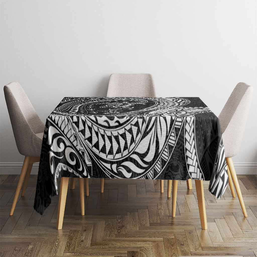 Hawaiian Turtle and Shark Tablecloth Kakau Tribal with Polynesian Pattern Black Color LT03 - Polynesian Pride