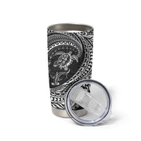 Hawaiian Turtle and Shark Tumbler Cup Kakau Tribal with Polynesian Pattern Black Color LT03 - Polynesian Pride