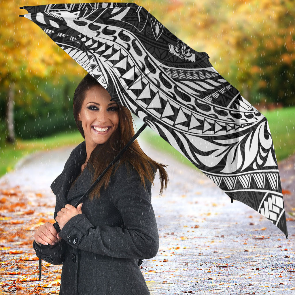 Hawaiian Turtle and Shark Umbrella Kakau Tribal with Polynesian Pattern Black Color LT03 - Polynesian Pride