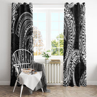 Hawaiian Turtle and Shark Window Curtain Kakau Tribal with Polynesian Pattern Black Color LT03 - Polynesian Pride