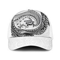 Hawaiian Turtle and Shark Baseball Net Cap Kakau Tribal with Polynesian Pattern White Color LT03 One Size White White - Polynesian Pride