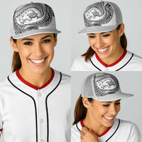 Hawaiian Turtle and Shark Baseball Net Cap Kakau Tribal with Polynesian Pattern White Color LT03 - Polynesian Pride