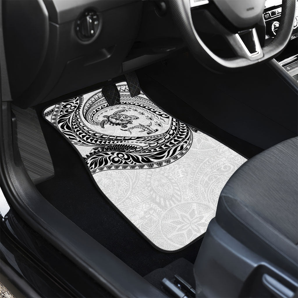 Hawaiian Turtle and Shark Car Mats Kakau Tribal with Polynesian Pattern White Color LT03 - Polynesian Pride
