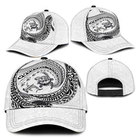 Hawaiian Turtle and Shark Classic Cap Kakau Tribal with Polynesian Pattern White Color LT03 - Polynesian Pride