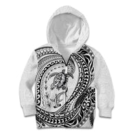 Hawaiian Turtle and Shark Kid Hoodie Kakau Tribal with Polynesian Pattern White Color LT03 Zip Hoodie White - Polynesian Pride