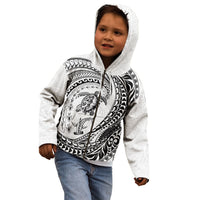 Hawaiian Turtle and Shark Kid Hoodie Kakau Tribal with Polynesian Pattern White Color LT03 - Polynesian Pride