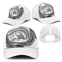 Hawaiian Turtle and Shark Mesh Trucker Cap Kakau Tribal with Polynesian Pattern White Color LT03 - Polynesian Pride