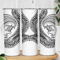 Hawaiian Turtle and Shark Skinny Tumbler Kakau Tribal with Polynesian Pattern White Color LT03 - Polynesian Pride