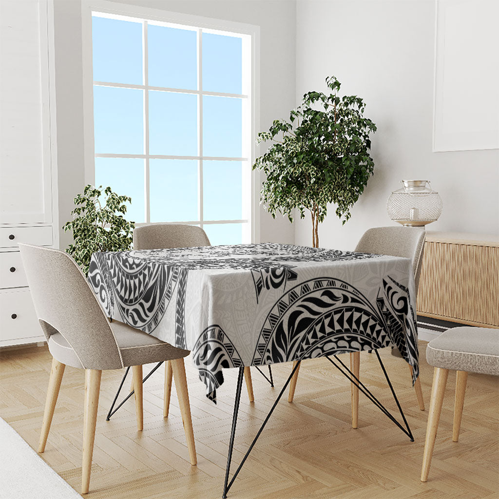 Hawaiian Turtle and Shark Tablecloth Kakau Tribal with Polynesian Pattern White Color LT03 - Polynesian Pride