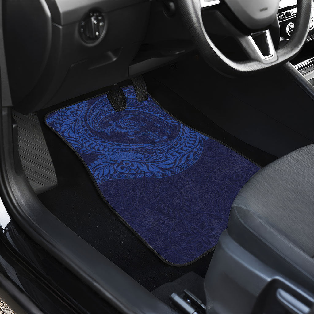 Hawaiian Turtle and Shark Car Mats Kakau Tribal with Polynesian Pattern Blue Color LT03 - Polynesian Pride