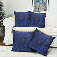 Hawaiian Turtle and Shark Pillow Cover Kakau Tribal with Polynesian Pattern Blue Color LT03 - Polynesian Pride