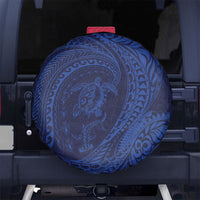 Hawaiian Turtle and Shark Spare Tire Cover Kakau Tribal with Polynesian Pattern Blue Color LT03 No hole Blue - Polynesian Pride