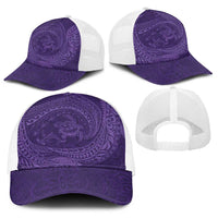 Hawaiian Turtle and Shark Baseball Net Cap Kakau Tribal with Polynesian Pattern Purple Color LT03 - Polynesian Pride