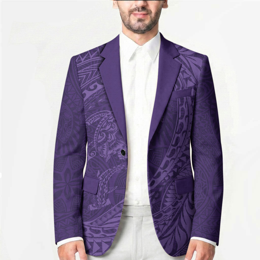 Hawaiian Turtle and Shark Blazer Kakau Tribal with Polynesian Pattern Purple Color LT03 - Polynesian Pride