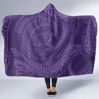 Hawaiian Turtle and Shark Hooded Blanket Kakau Tribal with Polynesian Pattern Purple Color LT03 One Size Purple - Polynesian Pride