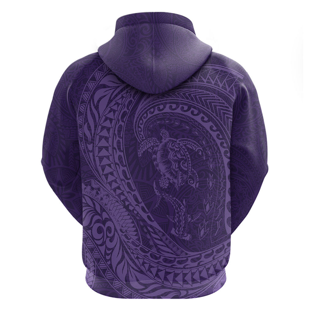 Hawaiian Turtle and Shark Hoodie Kakau Tribal with Polynesian Pattern Purple Color LT03 - Polynesian Pride