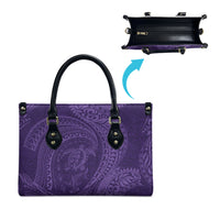 Hawaiian Turtle and Shark Leather Bag Kakau Tribal with Polynesian Pattern Purple Color LT03 - Polynesian Pride