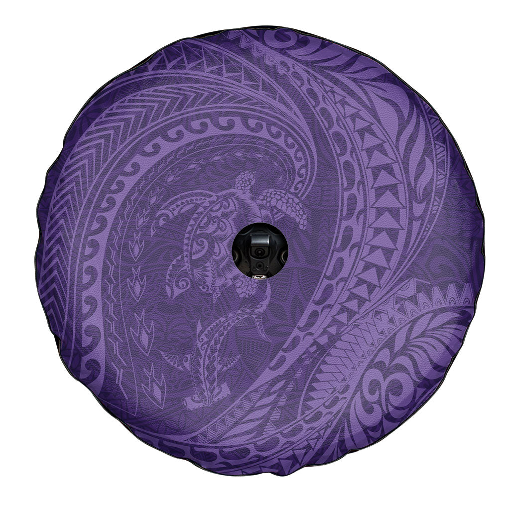 Hawaiian Turtle and Shark Spare Tire Cover Kakau Tribal with Polynesian Pattern Purple Color LT03 - Polynesian Pride