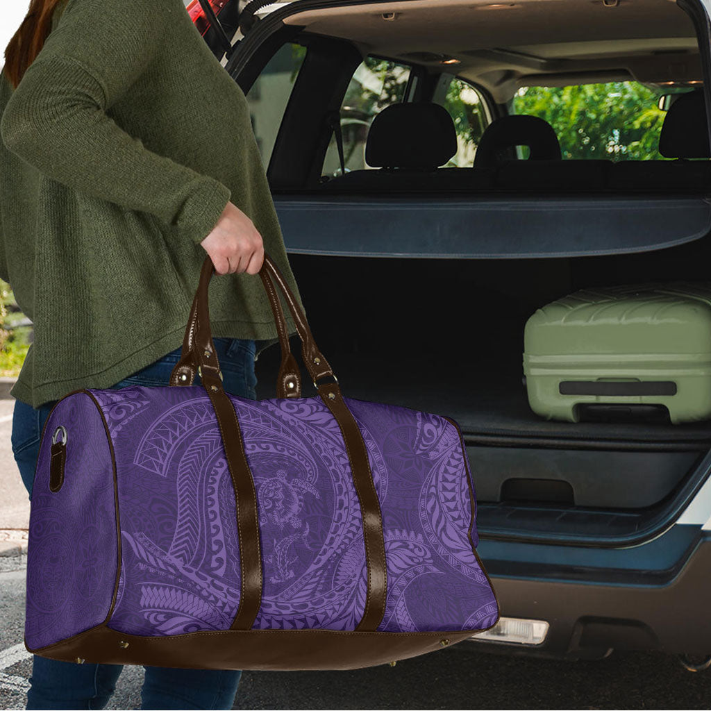 Hawaiian Turtle and Shark Travel Bag Kakau Tribal with Polynesian Pattern Purple Color LT03 - Polynesian Pride