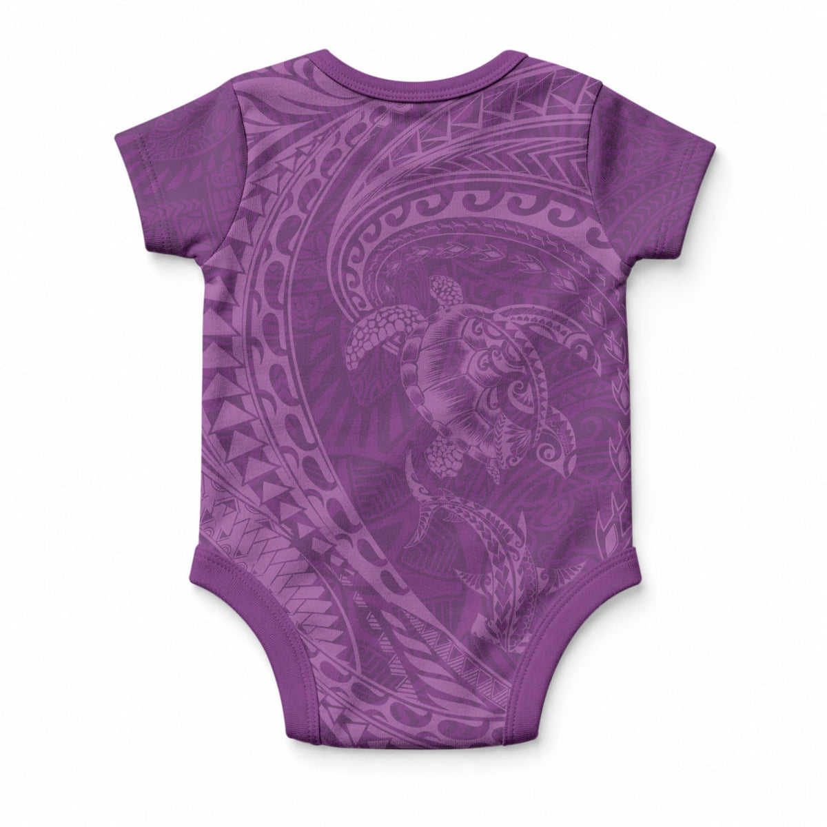 Hawaiian Turtle and Shark Baby Onesie Kakau Tribal with Polynesian Pattern Pink Color