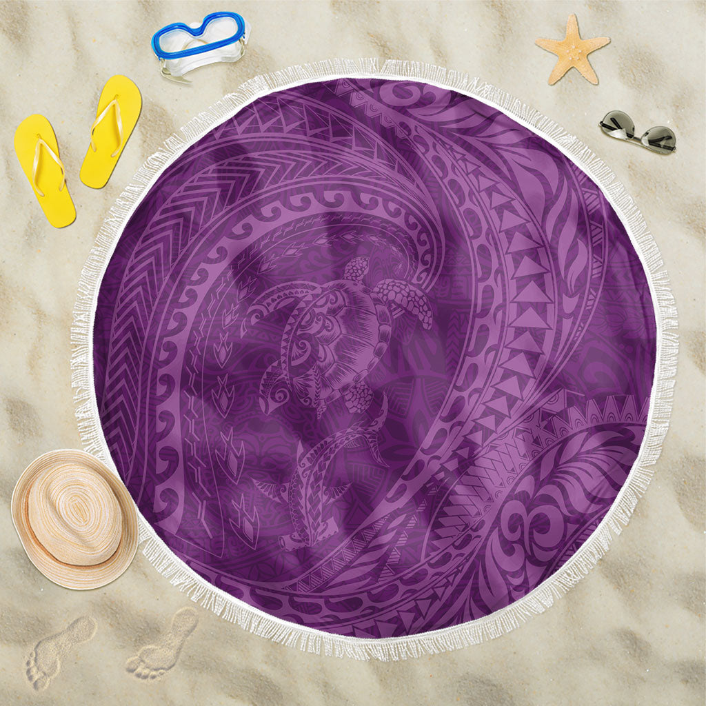 Hawaiian Turtle and Shark Beach Blanket Kakau Tribal with Polynesian Pattern Pink Color LT03 One Size 150cm Pink - Polynesian Pride