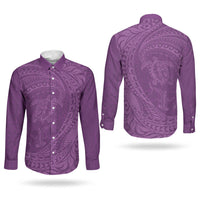 Hawaiian Turtle and Shark Couples Matching Long Sleeve Bodycon Dress and Long Sleeve Button Shirt Kakau Tribal with Polynesian Pattern Pink Color LT03 - Polynesian Pride