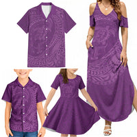 Hawaiian Turtle and Shark Family Matching Summer Maxi Dress and Hawaiian Shirt Kakau Tribal with Polynesian Pattern Pink Color LT03 - Polynesian Pride