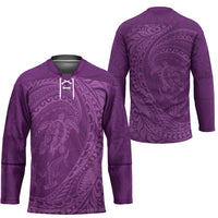 Hawaiian Turtle and Shark Hockey Jersey Kakau Tribal with Polynesian Pattern Pink Color LT03 - Polynesian Pride