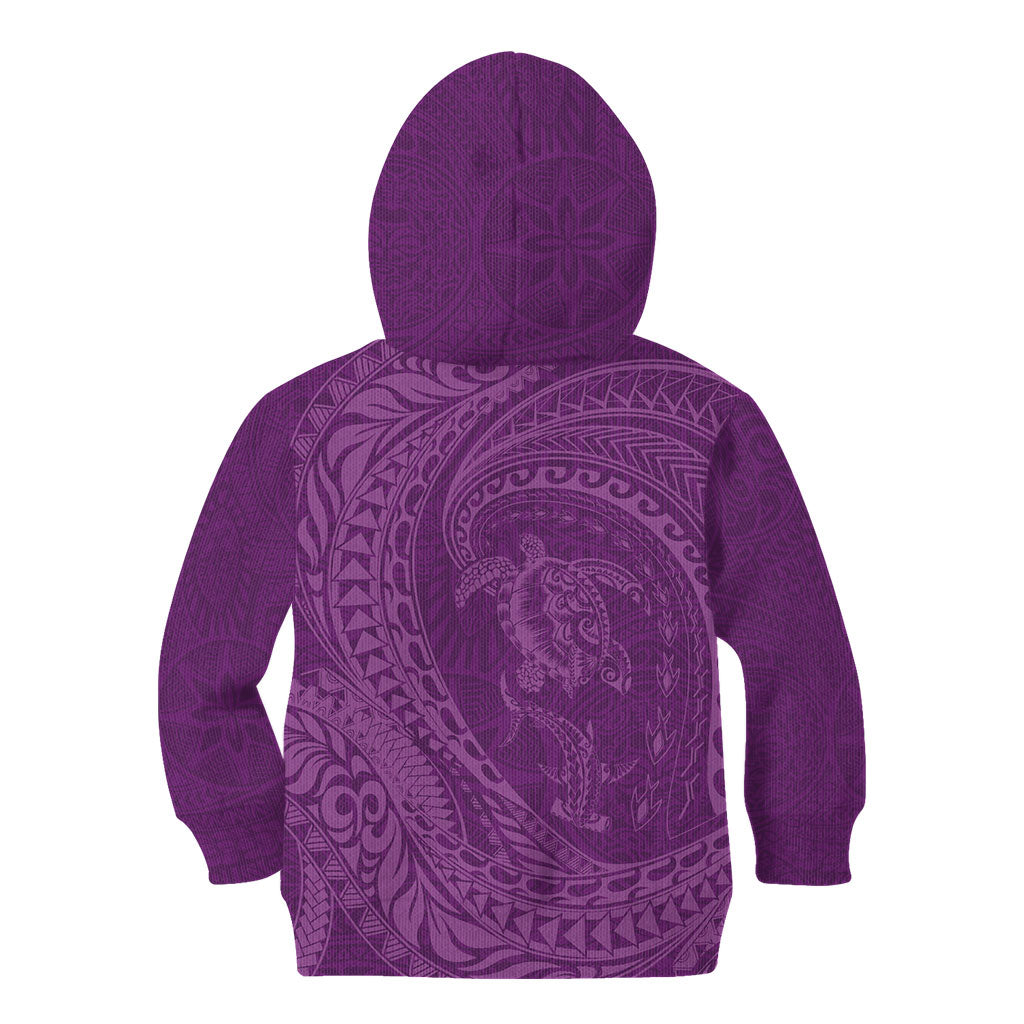 Hawaiian Turtle and Shark Kid Hoodie Kakau Tribal with Polynesian Pattern Pink Color LT03 - Polynesian Pride