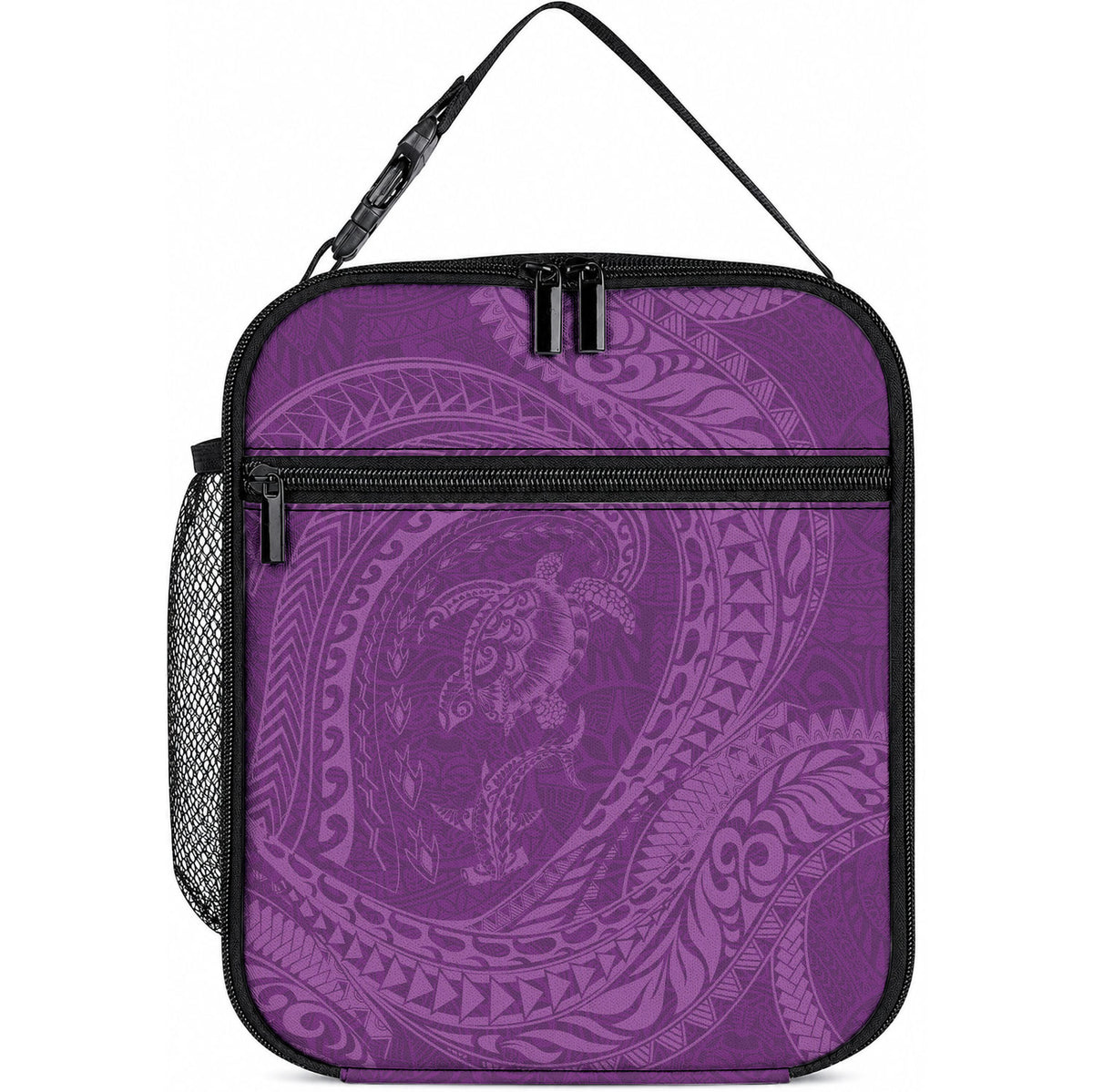 Hawaiian Turtle and Shark Lunch Bag Kakau Tribal with Polynesian Pattern Pink Color