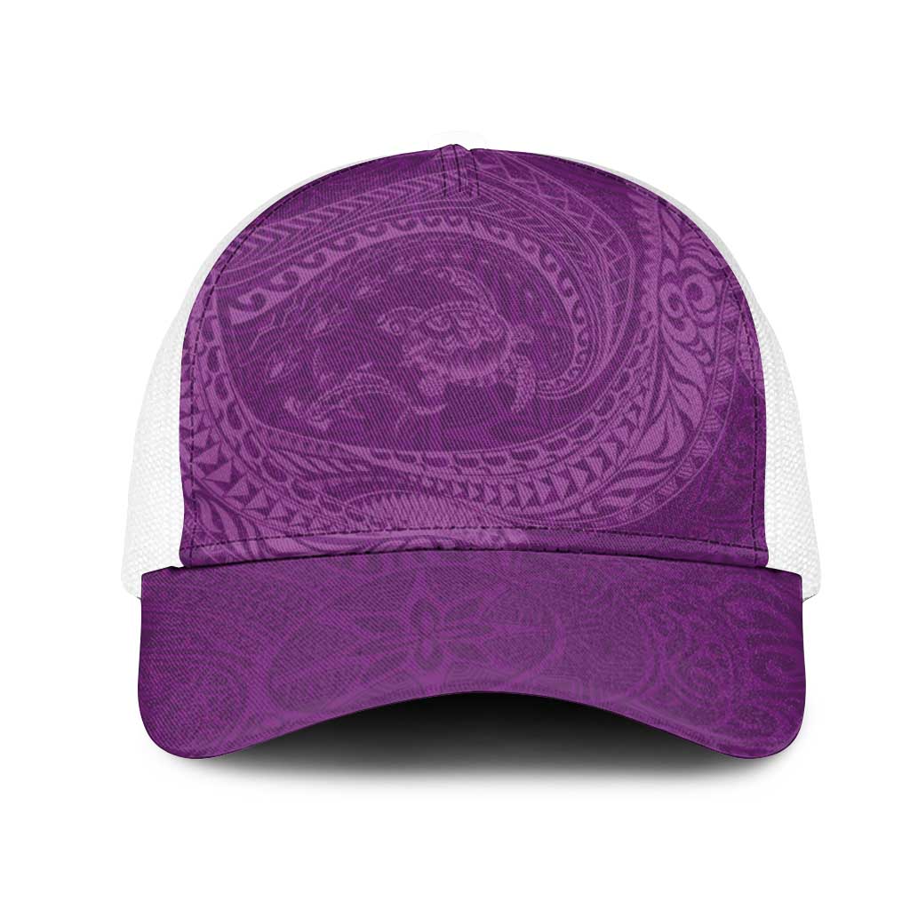 Hawaiian Turtle and Shark Mesh Trucker Cap Kakau Tribal with Polynesian Pattern Pink Color LT03 One Size White Pink - Polynesian Pride