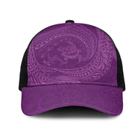 Hawaiian Turtle and Shark Mesh Trucker Cap Kakau Tribal with Polynesian Pattern Pink Color LT03 One Size Black Pink - Polynesian Pride