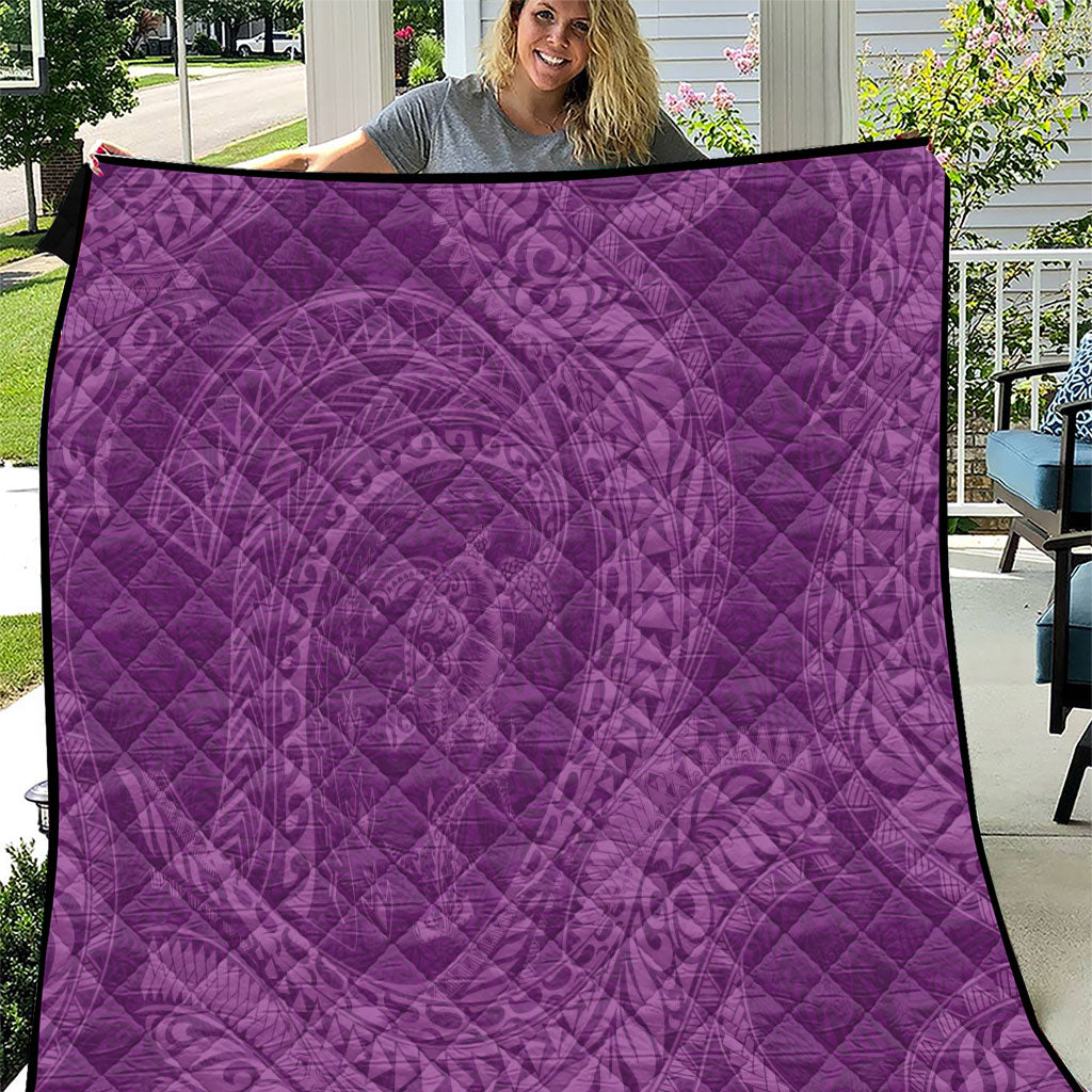 Hawaiian Turtle and Shark Quilt Kakau Tribal with Polynesian Pattern Pink Color LT03 Pink - Polynesian Pride