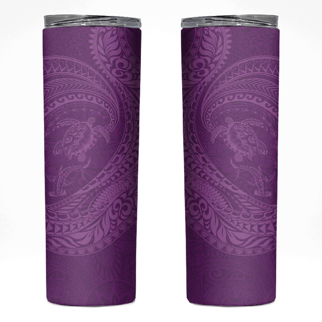 Hawaiian Turtle and Shark Skinny Tumbler Kakau Tribal with Polynesian Pattern Pink Color LT03 Pink - Polynesian Pride