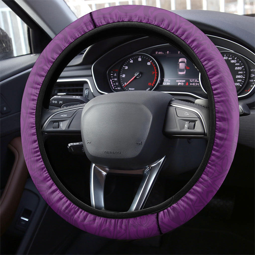 Hawaiian Turtle and Shark Steering Wheel Cover Kakau Tribal with Polynesian Pattern Pink Color LT03 - Polynesian Pride