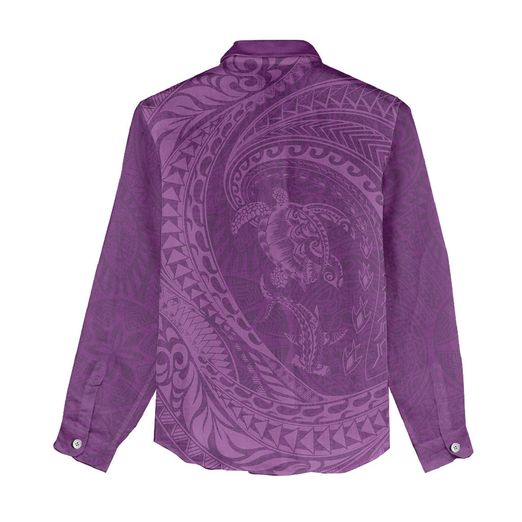 Hawaiian Turtle and Shark Women Casual Shirt Kakau Tribal with Polynesian Pattern Pink Color LT03 - Polynesian Pride