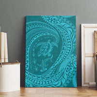 Hawaiian Turtle and Shark Canvas Wall Art Kakau Tribal with Polynesian Pattern Turquoise Color LT03 - Polynesian Pride