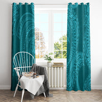 Hawaiian Turtle and Shark Window Curtain Kakau Tribal with Polynesian Pattern Turquoise Color LT03 - Polynesian Pride