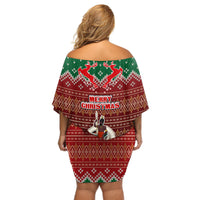 Vanuatu Christmas Off Shoulder Short Dress Pig Tusk Beautiful Merry Xmas Snowflake LT03 - Polynesian Pride