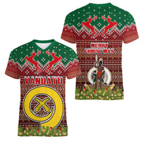 Vanuatu Christmas Women V Neck T Shirt Pig Tusk Beautiful Merry Xmas Snowflake LT03 - Polynesian Pride