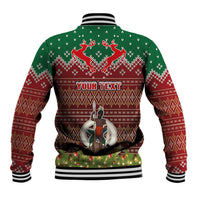 Personalised Vanuatu Christmas Baseball Jacket Pig Tusk Beautiful Merry Xmas Snowflake LT03 - Polynesian Pride