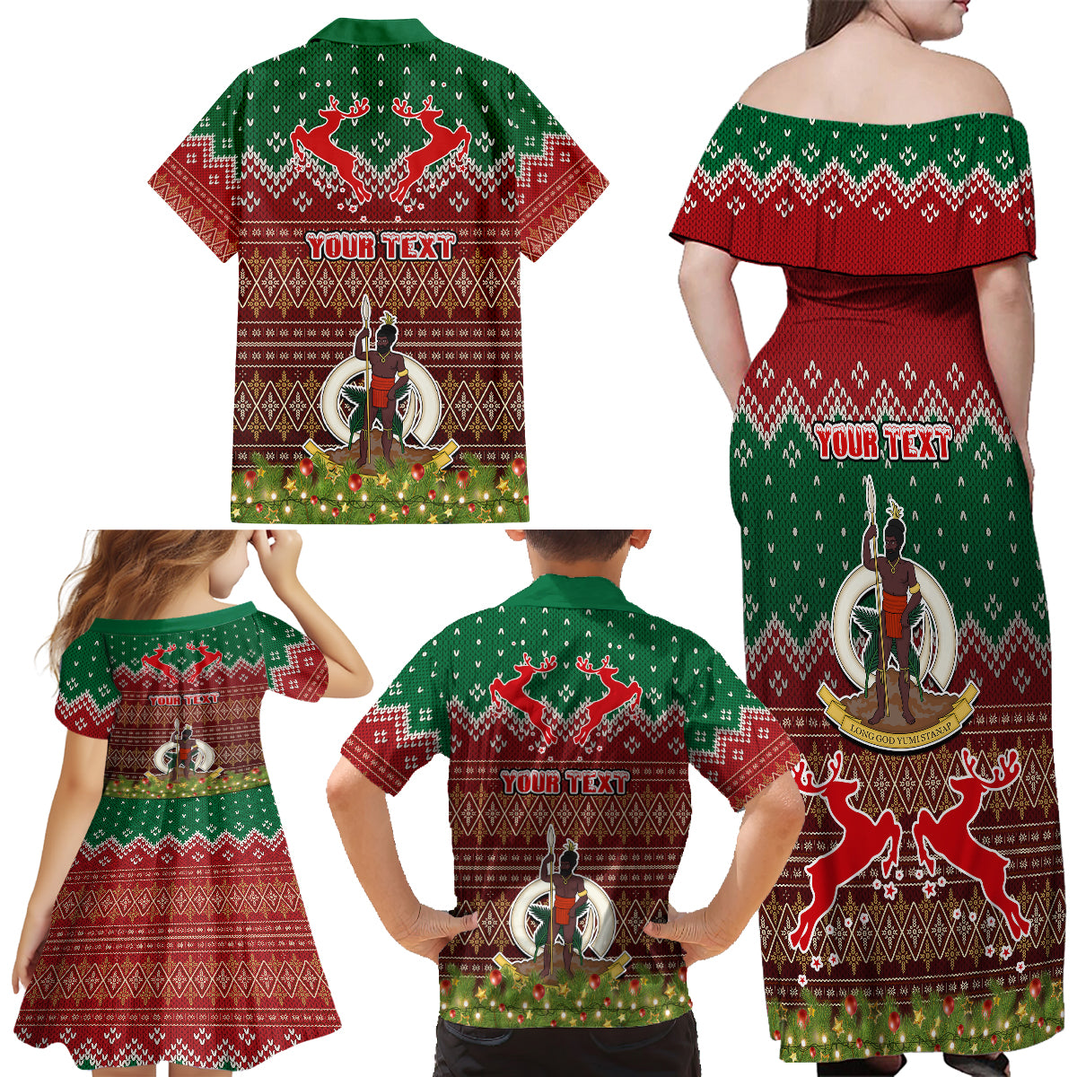 Personalised Vanuatu Christmas Family Matching Off Shoulder Maxi Dress and Hawaiian Shirt Pig Tusk Beautiful Merry Xmas Snowflake LT03 - Polynesian Pride