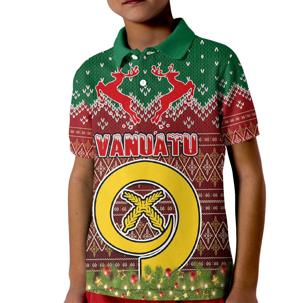 Personalised Vanuatu Christmas Kid Polo Shirt Pig Tusk Beautiful Merry Xmas Snowflake LT03 Kid Red - Polynesian Pride