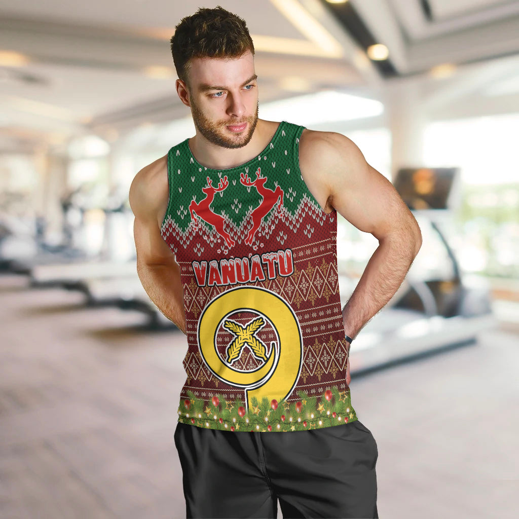 Personalised Vanuatu Christmas Men Tank Top Pig Tusk Beautiful Merry Xmas Snowflake LT03 - Polynesian Pride