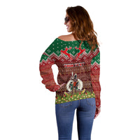 Personalised Vanuatu Christmas Off Shoulder Sweater Pig Tusk Beautiful Merry Xmas Snowflake LT03 - Polynesian Pride