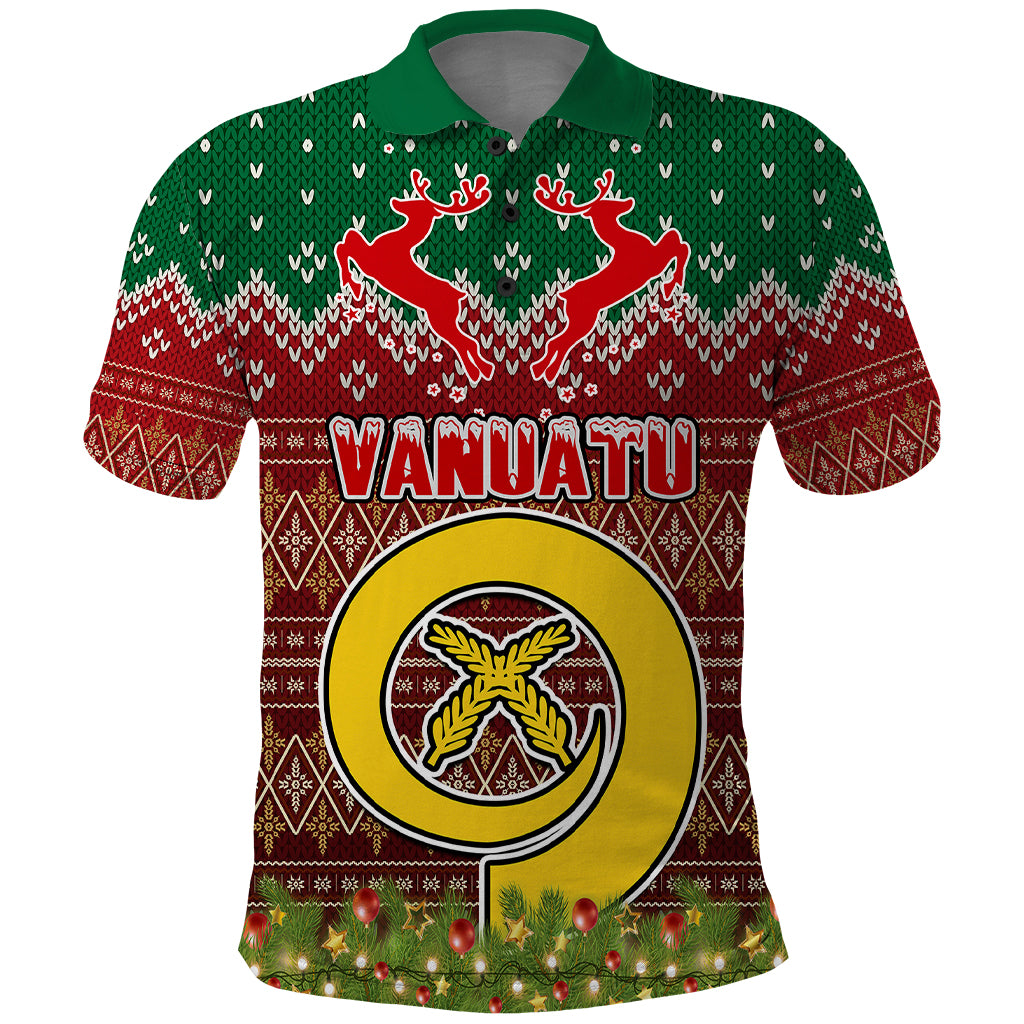 Personalised Vanuatu Christmas Polo Shirt Pig Tusk Beautiful Merry Xmas Snowflake LT03 Red - Polynesian Pride