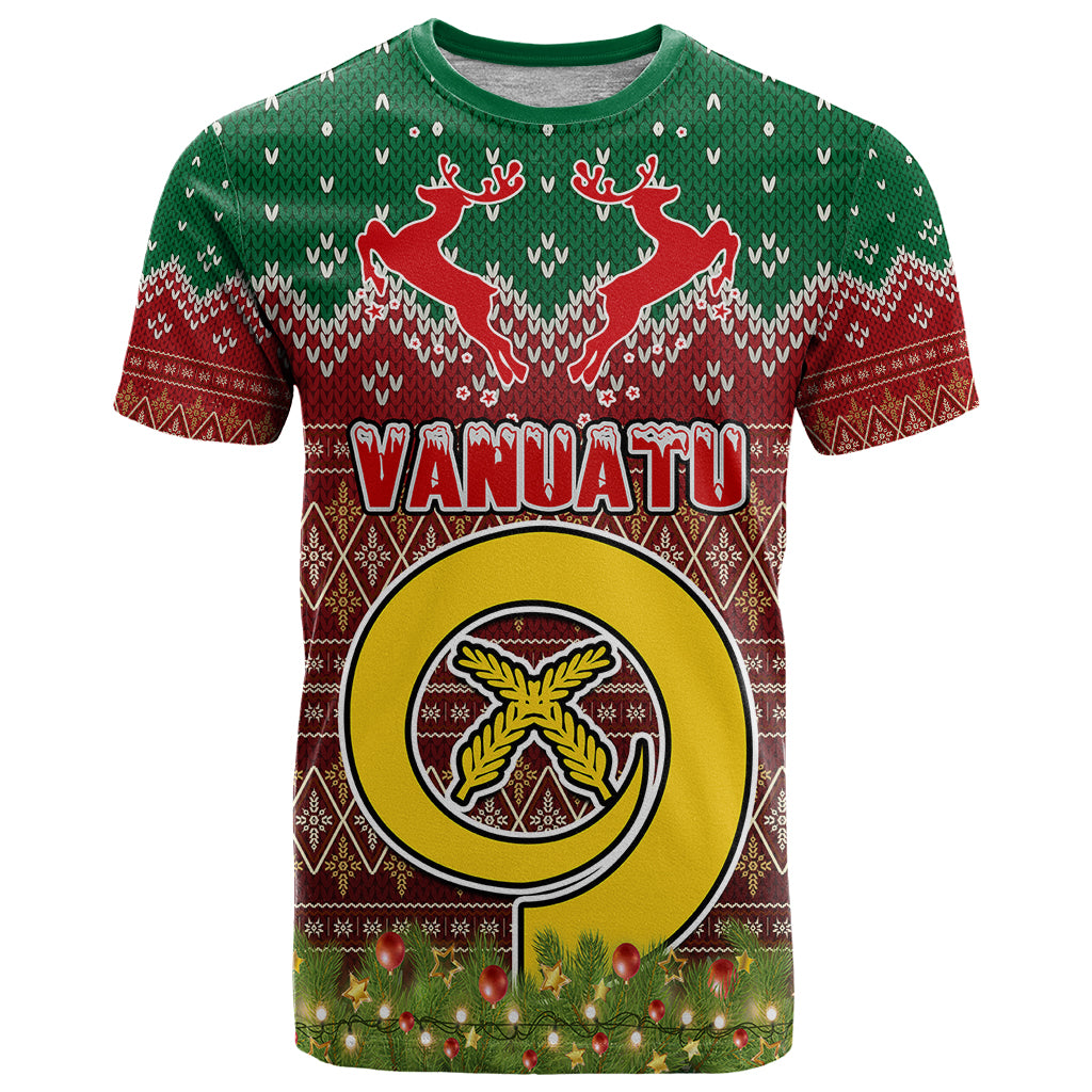 Personalised Vanuatu Christmas T Shirt Pig Tusk Beautiful Merry Xmas Snowflake LT03 Red - Polynesian Pride