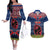 Guam Christmas Couples Matching Off The Shoulder Long Sleeve Dress and Hawaiian Shirt Chamorro Guam Tattoos Beautiful Merry Xmas Snowflake LT03 Blue - Polynesian Pride