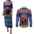Guam Christmas Couples Matching Puletasi Dress and Long Sleeve Button Shirts Chamorro Guam Tattoos Beautiful Merry Xmas Snowflake LT03 Blue - Polynesian Pride