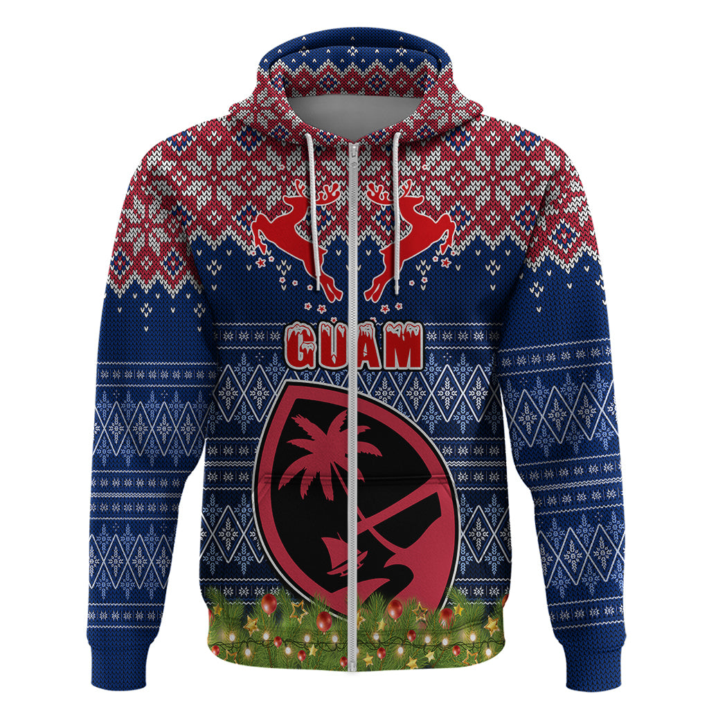 Guam Christmas Hoodie Chamorro Guam Tattoos Beautiful Merry Xmas Snowflake LT03 Zip Hoodie Blue - Polynesian Pride